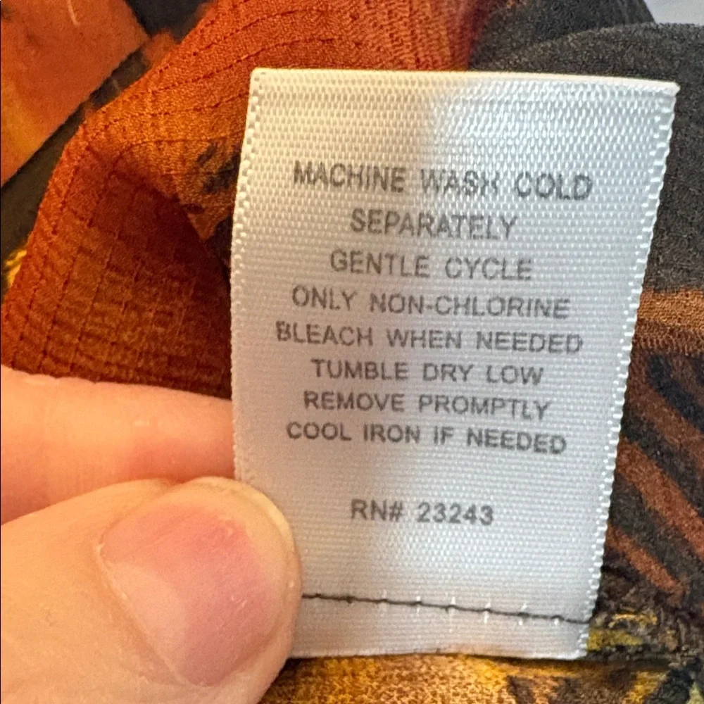 New York & Company Brown Sheer Feather Blouse Large - Picture 5 of 5